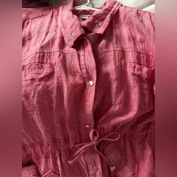 Chico's light red linen utility jacket - Picture 2 of 5